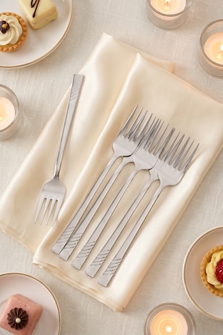 Karat Steel 6 Parça Tatlı Çatalı Takımı - 16 Cm Silver