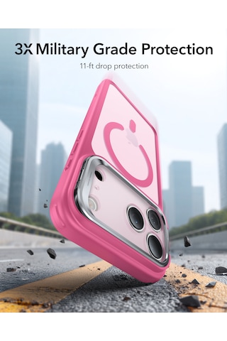 Esr Apple Uyumlu iPhone 17 Pro Max Classic Hybrid Magsafe Standlı Kılıf - Kamera Kontrol Buton - Pembe Pembe