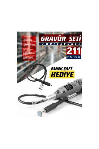 211PCS 450 Watt 6 Kademe Devir Ayarlı PVC Çantalı Hobi Gravür Set