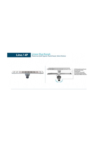 Sukar Line 4p Duş Kanalı Plastik Kasa Paslanmaz Izgara Süzgeç Ø50 Çıkış 60 Cm 1154-100650-02