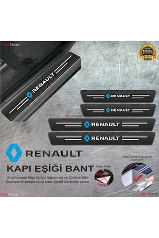 Renault Logolu Karbon Kapı Eşiği Koruyucu Suni Deri 4'lü