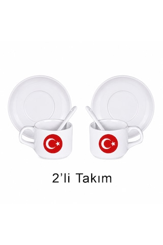 Türk Bayrağı Fincan Beyaz - Siyah