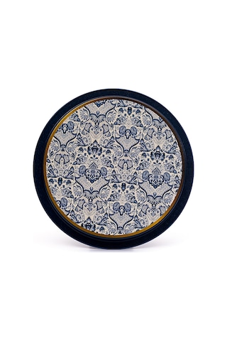 Azulejos Sweet Home Desenli Yuvarlak Metal Tepsi 31.5 CM