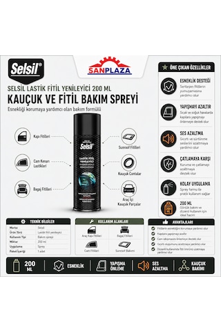 Selsil Lastik Kauçuk Fitil Yenileme Spreyi 200 Ml 36 Adet 1 Koli 200 Ml - 36 Adet