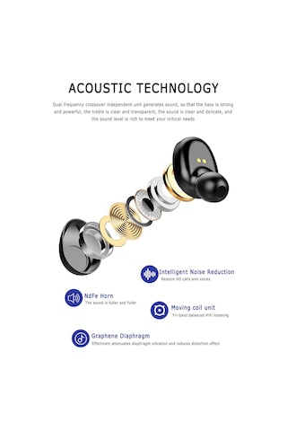 Skycity F9-8 Siyah Tws Bluetooth Kulaklık - Bt 5.0, 8d Stereo Ses, 2000mah Şarj Kutusu, Su Geçirmez, Dokunmatik Kontrol, Hd Konuşma