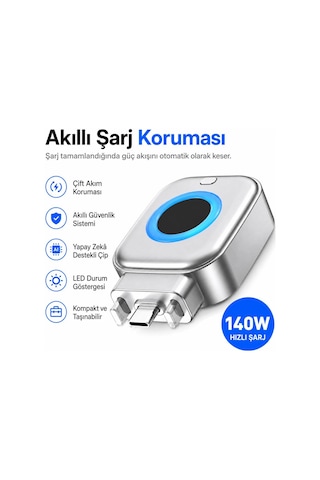 X01 140w Aı Akıllı Şarj Kesici Adaptör - Şarj %100 Olunca Otomatik Ayrılan Type-c Hızlı Şarj Ve Batarya Koruma Aparatı
