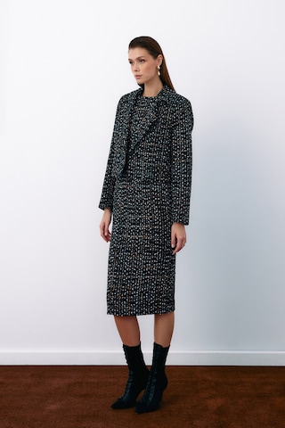 Sateen Kolsuz Tüvit Kalem Elbise - Siyah-135068 Siyah