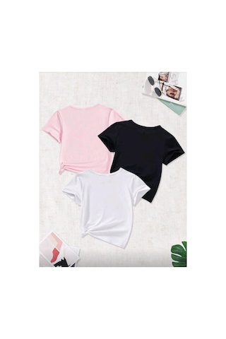 Stil X Yeniz Sezon 3' Lü Takım Kız Çocuk Tshirt, Çok Renkli, %100 Pamuk Çok Renkli-10