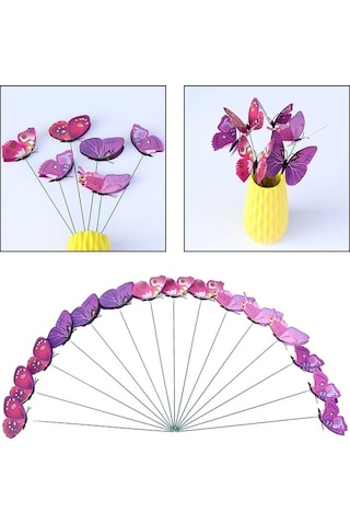 Trendooze Kahverengi 24x Kelebek Bahçe Kazıkları Eve Taşınma Patio