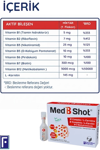 B12 Kompleks Vit. Metilkobalamin ,b1 ,b2,b3,b5,b6,b1 ,biotin ,l Karnitin 2'li Avantaj