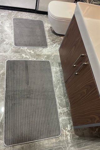 2'li Soft Touch Antrasit Banyo Paspası Yumuşacık Antrasit