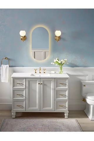 Fawdecor Led Işıklı Oval/kapsül Duvar Aynası 45 X 90 Gün Işığı