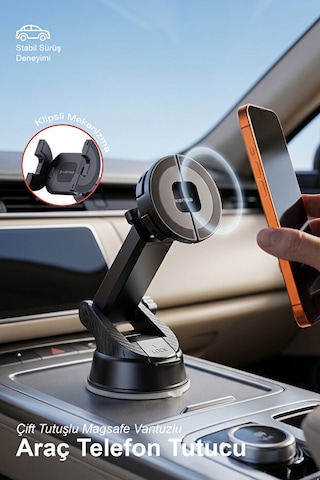 Çift Tutuşlu Magsafe 360 Ayarlanabilir Araç İçi Telefon Tutucu 1