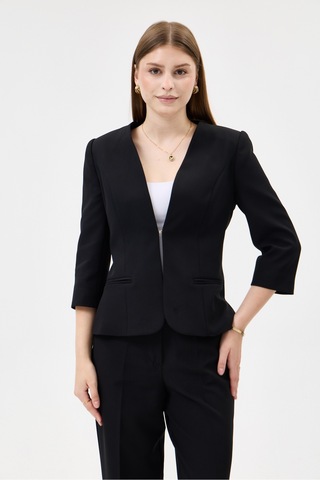 Velnara Moda Siyah Zamansız Klasik Kadın Takım Elbise-v Yaka Ceket & Boru Paça Pantolon Siyah - 927039466 Siyah