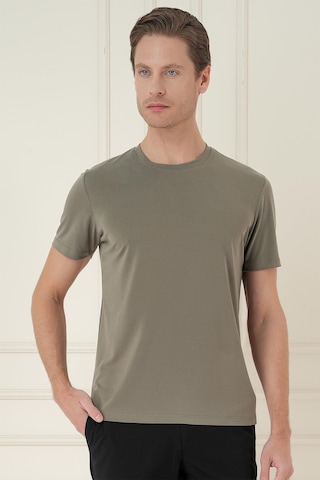 Efor Comfort Fit Bisiklet Yaka Modal Kısa Kol Casual Haki Tişört Ts 895 Haki