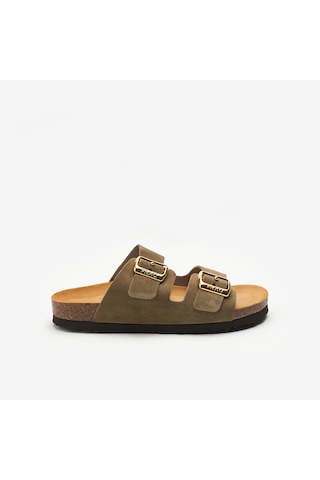 Planet Terlik Kadın 17b8 Frau Suede Double-strap Sliders Bej
