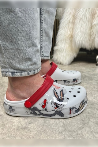 Günlük Anne Kız Terlik Sabo Hemşire Doktor Aşçı Sandalet Desenli Taban Crocs Crf-8246 Bunny