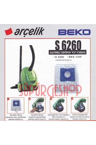 Arçelik Uyumlu - Beko S 6260 Bks 1330 Süpürge Torbası 10 Adet (144148354)