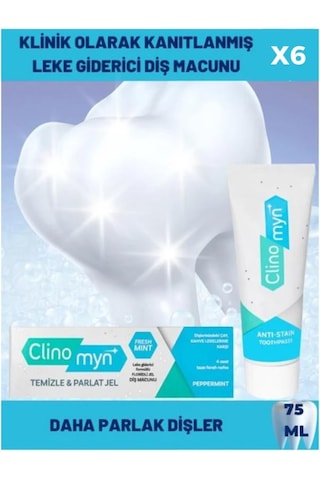 Clinomyn Temizle & Parlat Jel Diş Macunu 6 x 75 ML