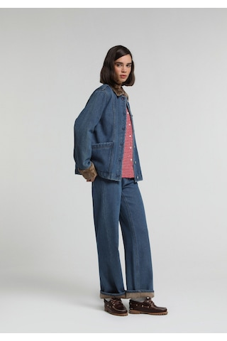 Colin's Colins Denim Kumaş Şardonla Lamine Edilmiştir Regular Fit Düğmeli Astarsız Kadın Mid İndigo Denim Ceket Cl1083248 Q1.v2 Dn45273