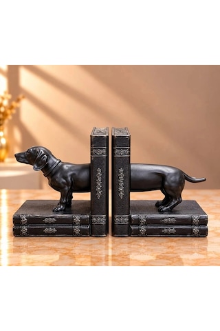 Delux Serisi Polyester Köpek Kitap Tutucu Seti Kitaplık Klasik Süs