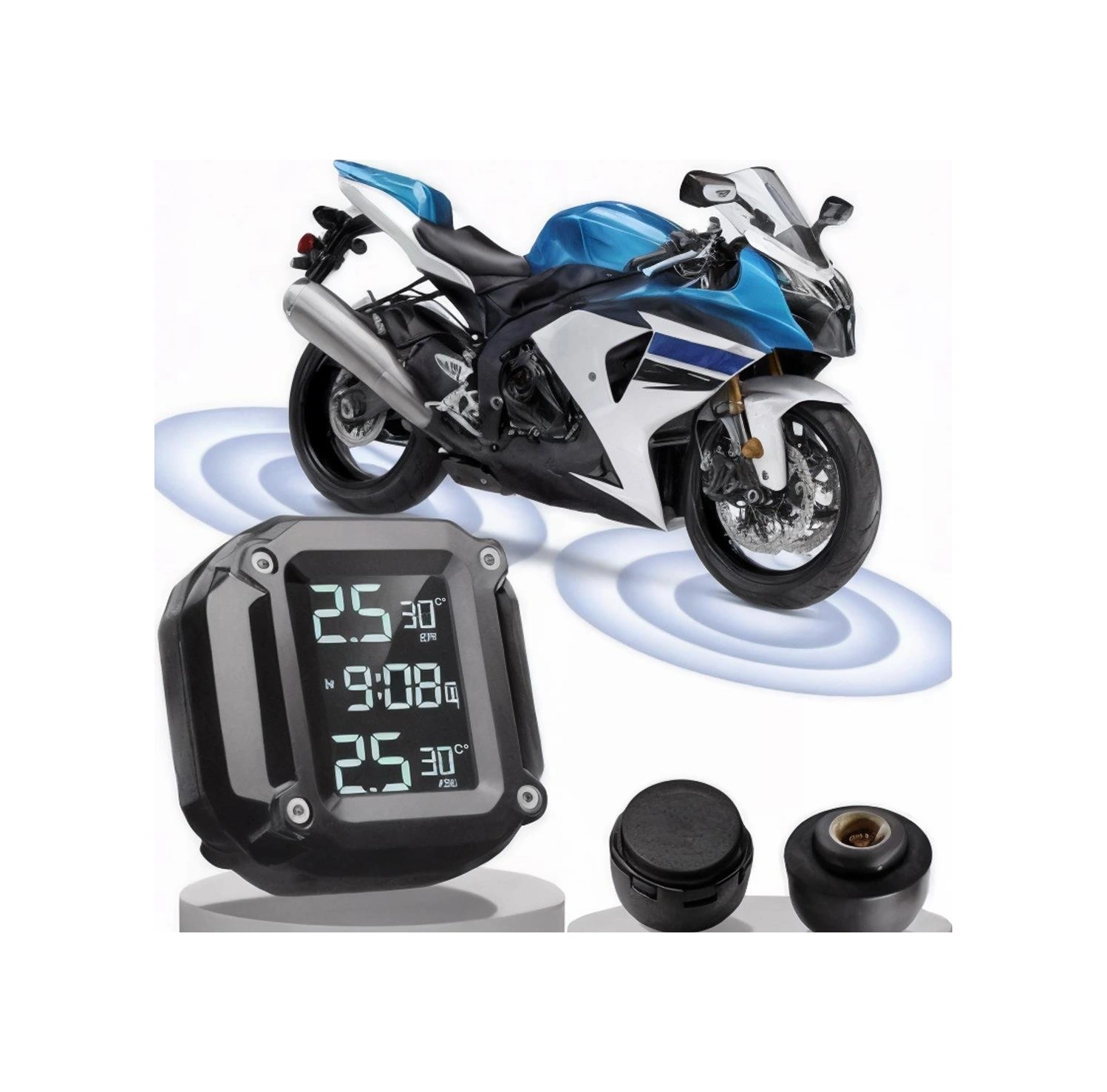 Powermaster Pm-28656 Motosiklet Kablosuz Lastik Basınç Hava Ve Sıcaklık İzleme Sistemi Cihazı Tpms