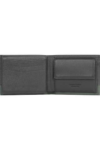 Cengiz Pakel Hakiki Deri Şerit Detaylı Yatay Erkek Cüzdan 27513 - Siyah/yeşil Çok Renkli