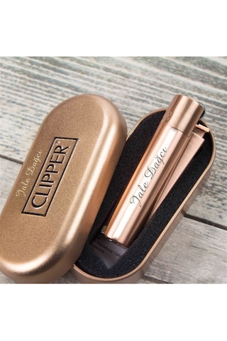 Mobgift İsme Özel Metal Taşlı Gazlı Çakmak Rose Gold
