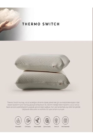 Tago Home Thermo Switch Visco Ortopedik Yastık 60x40x15 Cm Beyaz