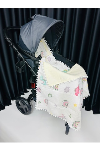 Dino 90 100 Çift Katlı Pikeli Müslin Battaniye Yastık Ve Alt Açma 3 Lü Set - Sarı Sarı