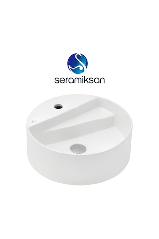 Seramiksan Livello Tezgah Üstü Yuvarlak Batarya Delikli Lavabo 42 CM