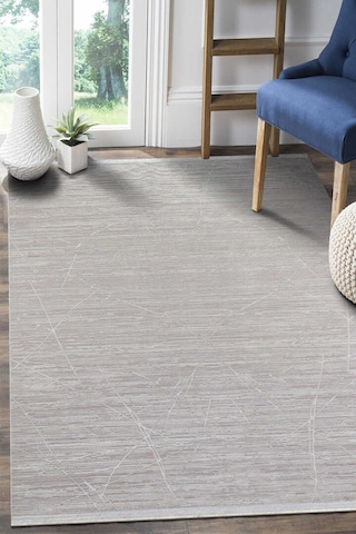 Parlak Saten Dokulu Poem Bambu Tuşe Modern Trend Halı Pm09 Beyaz Kemik-krem