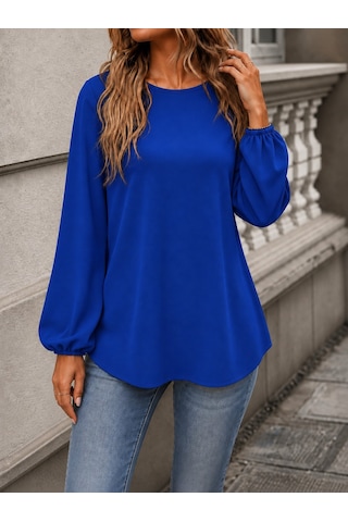 Bhrwear Kadın Uzun Kollu Bisiklet Yakalı Janjan Krep Bluz Renkli