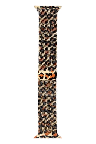 Apple Watch Uyumlu  42mm Zore Krd-01 Leopar Desenli Metal Kordon