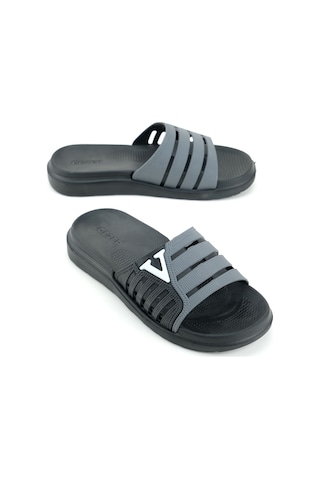 Gezer Erkek Yazlık Eva Islak Zemine Uygun Günlük Ev Bahçe Havuz Banyo Terlik Siyah-gri Siyah - Gri
