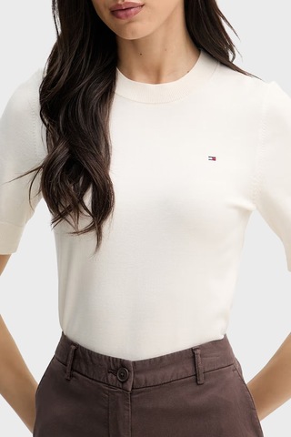 Tommy Hilfiger Pamuklu Kısa Kollu Kazak Kadın Kazak Ww0ww49705 Z00 Açık Bej