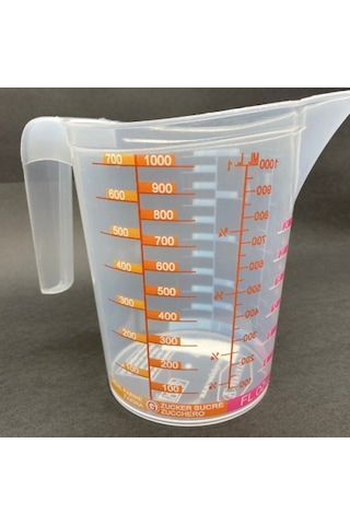 Büro Ev Ofis Mutfağı İçin 1000ml Ölçekleyici Kapasiteli Ölçü Kabı Gri