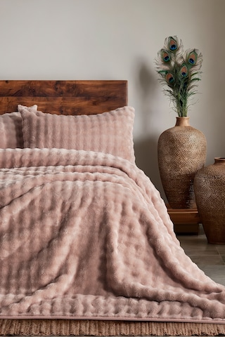 Bubble Battaniye Seti Tek Kişilik Pudra Pudra