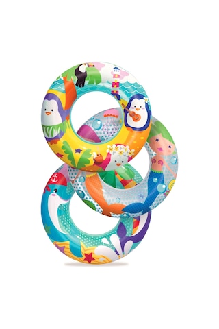 Telvesse Deniz Temalı 3-6 Yaş Havuz Deniz Şişme Yüzme Simidi 51 CM Şeffaf