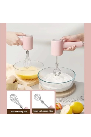 Jialan Taşınabilir Elektrikli Yumurta Çırpıcı Ve Mikser - Usb Pembe