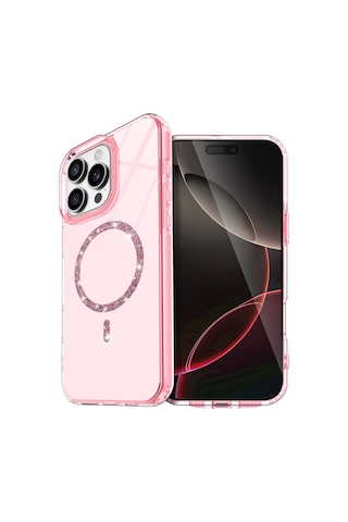 Apple iPhone Uyumlu 16 Pro Live Diamond Magsafe Kapak - Pembe