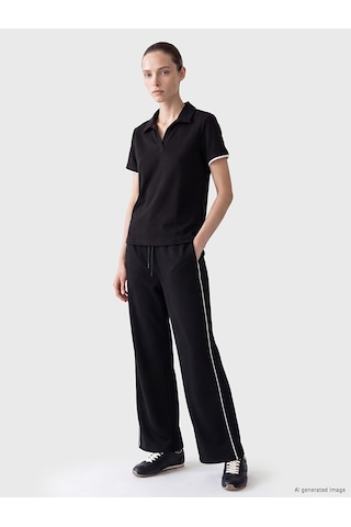 Lcw Comfort Siyah Şerit Detaylı Soft Touch Kadın Eşofman Altı