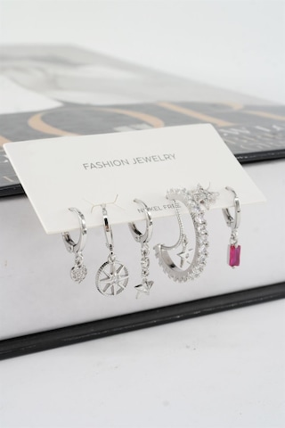 Kadın Vip Seri Mix Zirkon Taşlı 6'lı Küpe Seti - Gümüş
