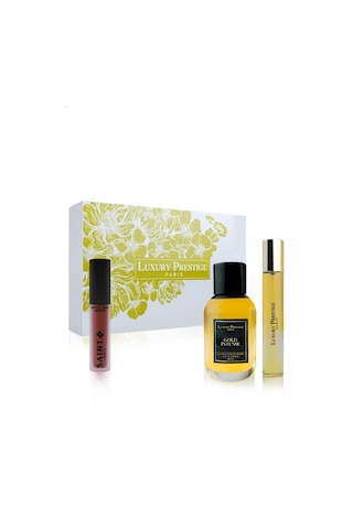 Luxury Prestige Gold Intense Kadın Parfüm Set 100ml İle 30ml Edp Ve Saint Matte Lipstick Çiçeksi