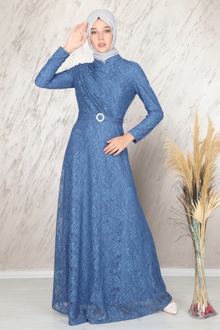 İbrahim Burak Etiler Collection Ahunisa Tanem Abiye İndigo 6525