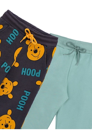 Zuzunga 2'li Basic Şardonlu 2 İplik Eşofman Set Winnie The Pooh - Suyeşili Antrasit