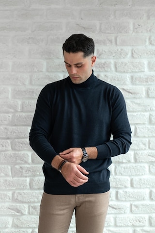 Brng Yarım Balıkçı Slimfit Likralı Erkek Kazak Lacivert
