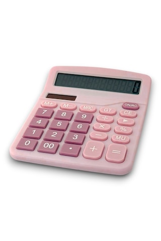 Dx-837b Güneş Enerjili Ve Pilli Pembe Hesap Makinesi 12 Haneli Pembe