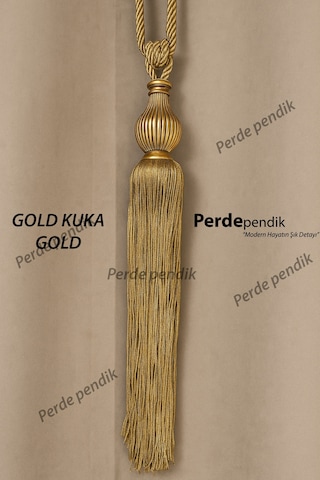Modern Fon Perde Toplama Aparatı Gold Kornişe Takmalı Tavan Braçolu, Perde Aksesuarı 1 Adet Gold Kuka - Gold