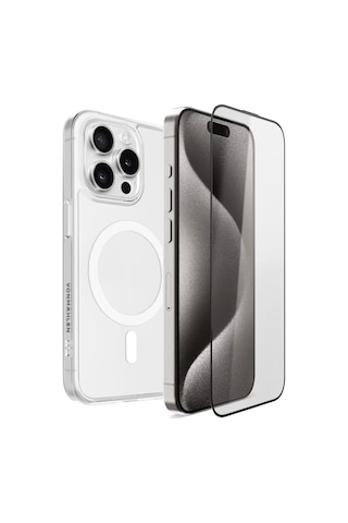 Vonmahlen Apple Uyumlu iPhone 15 Pro Max Secure Bundle Şeffaf Kılıf + Ekran Koruyucu